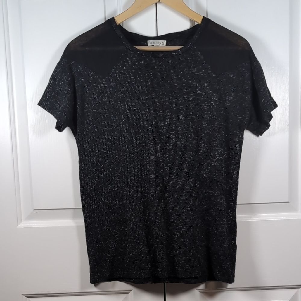 Reiss black sheer lightweight crewneck t-shirt Y2K grunge indie sleaze